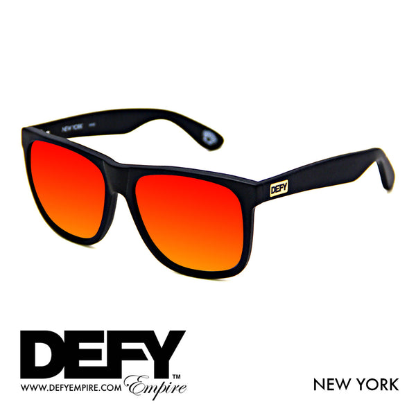 NEW YORK MATTE BLACK / SUNSET RED POLARIZED SUNGLASS