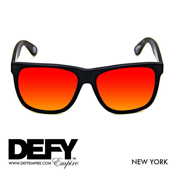 NEW YORK MATTE BLACK / SUNSET RED POLARIZED SUNGLASS