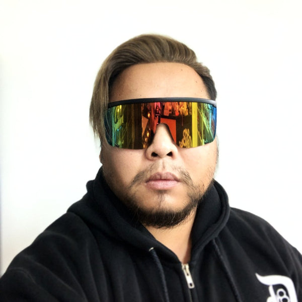 PARADISE CITY -MATTE BLACK FRAME / FIRE BLUE MIRROR LENSES SUNGLASS