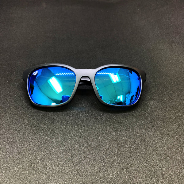 DAYTONA - MATTE BLACK FRAME/BLUE MIRROR POLARIZED LENSES SUNGLASS