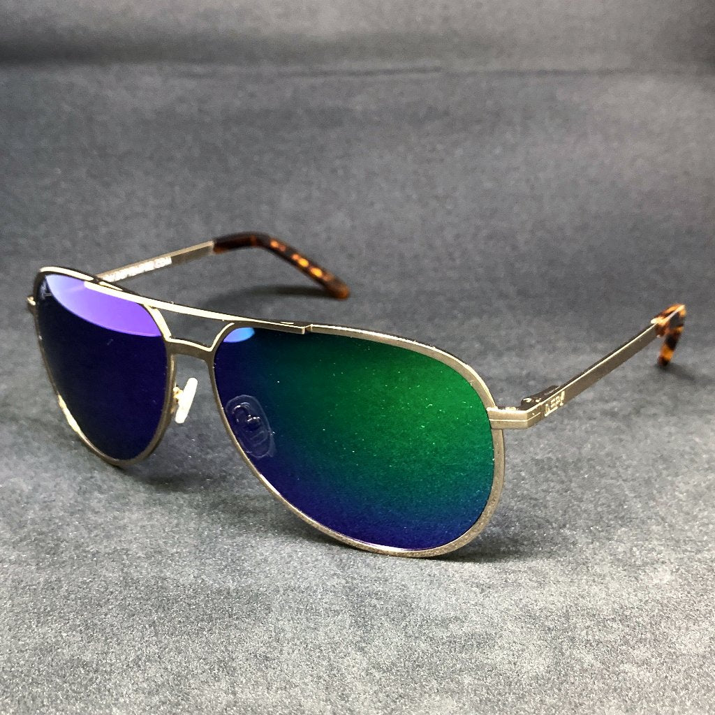 Aviator Sunglasses - Green Frame / Blue Mirror Lens – Sunnytop Shop