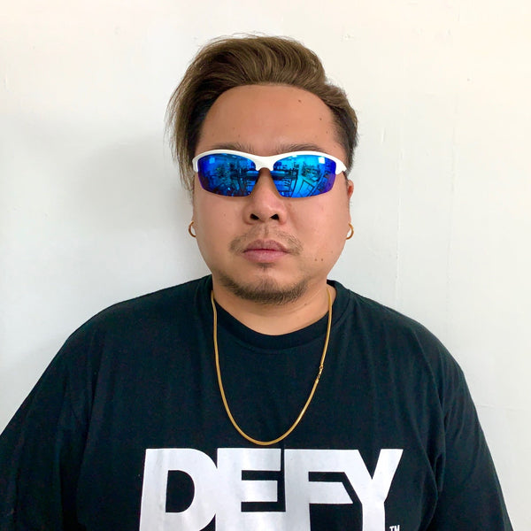 DEFY EMPIRE SEATTLE SENTINEL MATTE BLACK/BLUE POLARIZED SUNGLASS WITH BLUE LIGHT FILTER CLEAR YELLOW LENSES