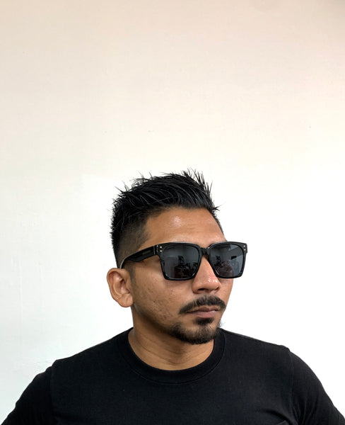 DEFY / PRIVATA KENJI LIMITED EDITION SECOND EDITION - GLOSS BLACK FRAME/DARK GREY POLARIZED LENSES LUXURY SUNGLASS