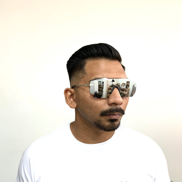 ROCKFORD -PLATINUM FRAME / BLUE MIRROR LENSES SUNGLASS