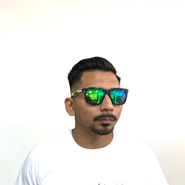 HAWAII - "JUICY" FROSTED GREY/BLUE-RED POLARIZED SUNGLASS