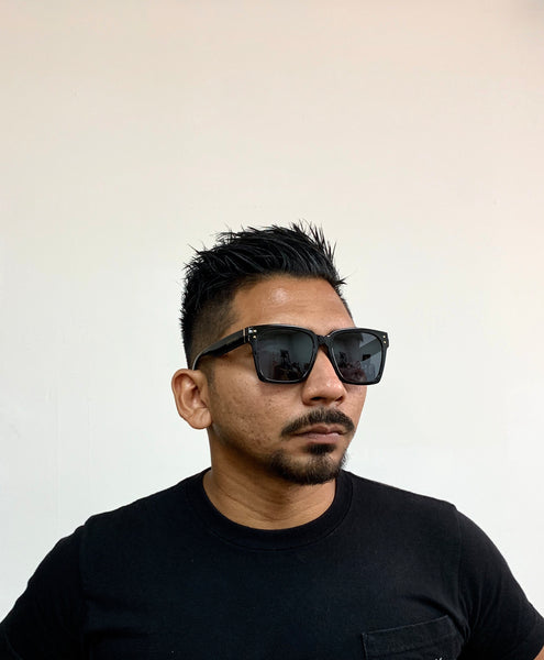 DEFY / PRIVATA KENJI LIMITED EDITION SECOND EDITION - GLOSS BLACK FRAME/DARK GREY POLARIZED LENSES LUXURY SUNGLASS